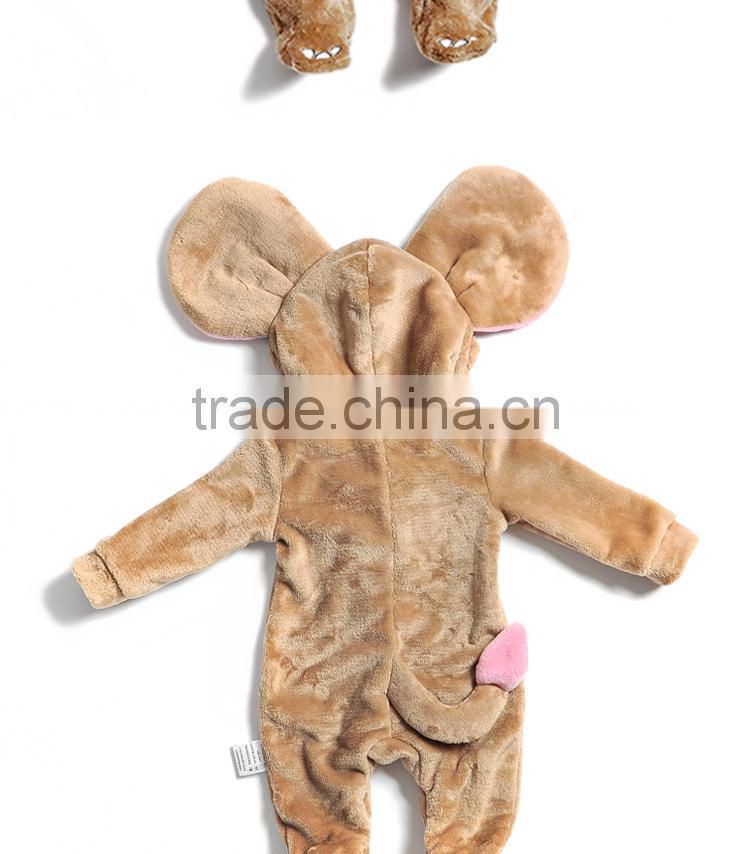 Guangdong Factory Brown Elephant Fleece Animal Pijamas Baby Boy
