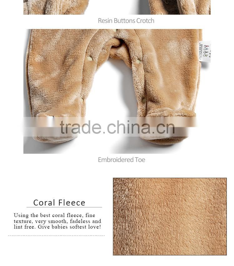 Guangdong Factory Brown Elephant Fleece Animal Pijamas Baby Boy