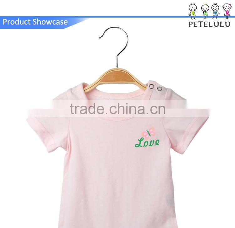 Summer Pink Silk Screen Printing Combed Cotton Wholesale Designer Baby Clothes From China
