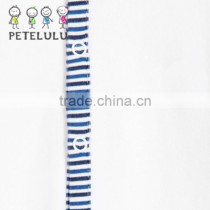 Long Sleeve Button Up Striped Footed Boys Bodys Suits Personalized Baby Clothes