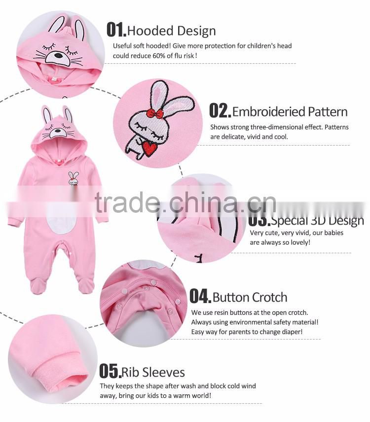 Hoodie Baby Romper Little Rabbit Lovely Design For Baby Girls Animal Jumpsuit Pajamas
