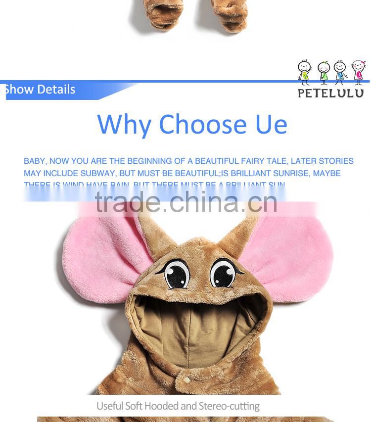 Guangdong Factory Brown Elephant Fleece Animal Pijamas Baby Boy