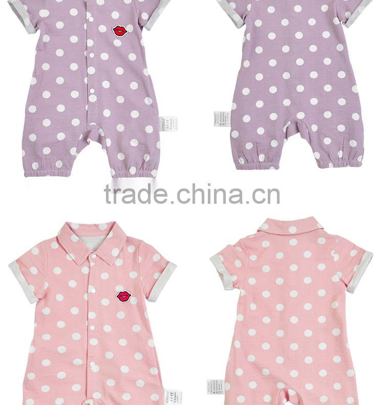Front Button Open Polo Collar 2 Year Old Baby Rompers Intant Bodysuit