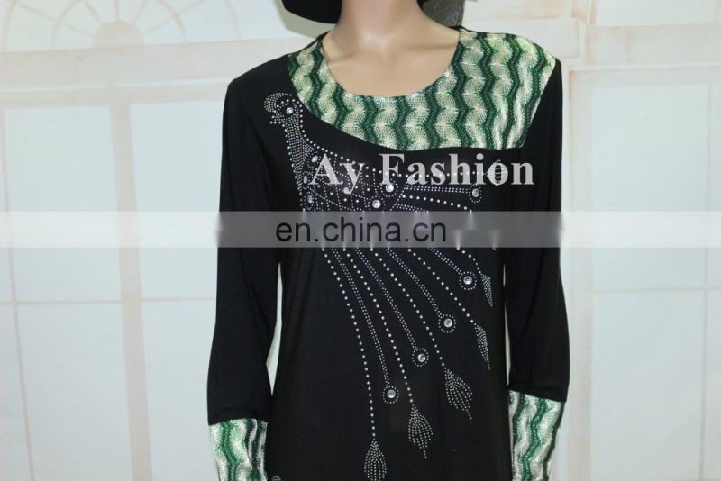 Wholesale Islamic Clothing Latest Abaya Models Dubai Hot Drilling Long Sleeve Muslim Women Dress