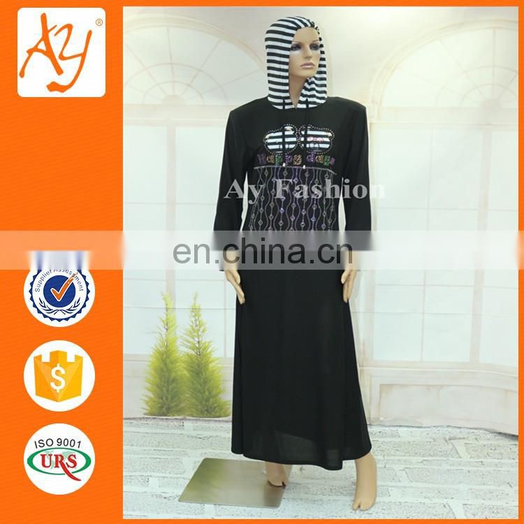Muslim Dress Satin Black Abaya Models Hot Drilling New Model Abaya In China Islamic Cloting
