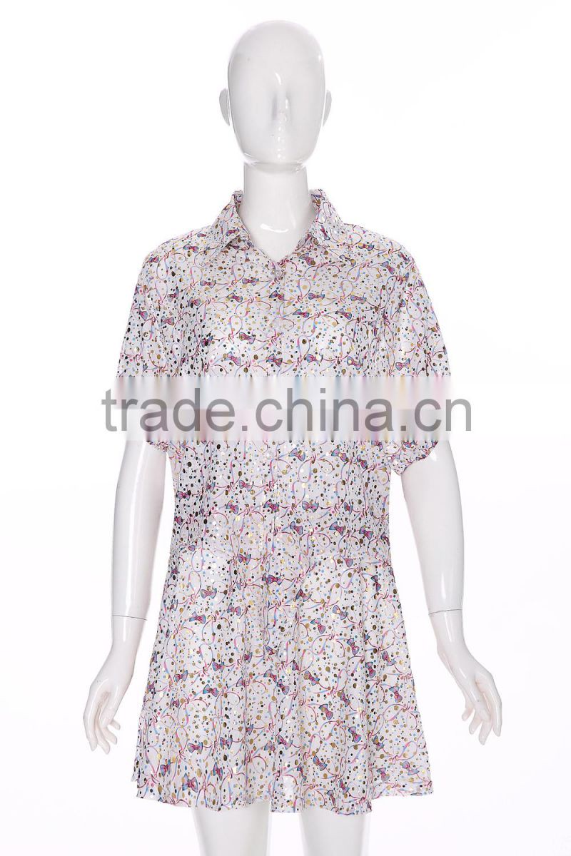 Casual lady two piece suit for short blouse and skirt