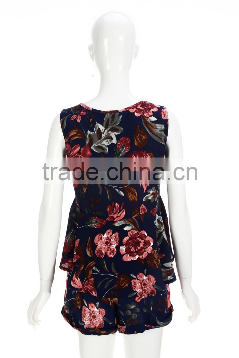 European style Floral printed pant suit for women