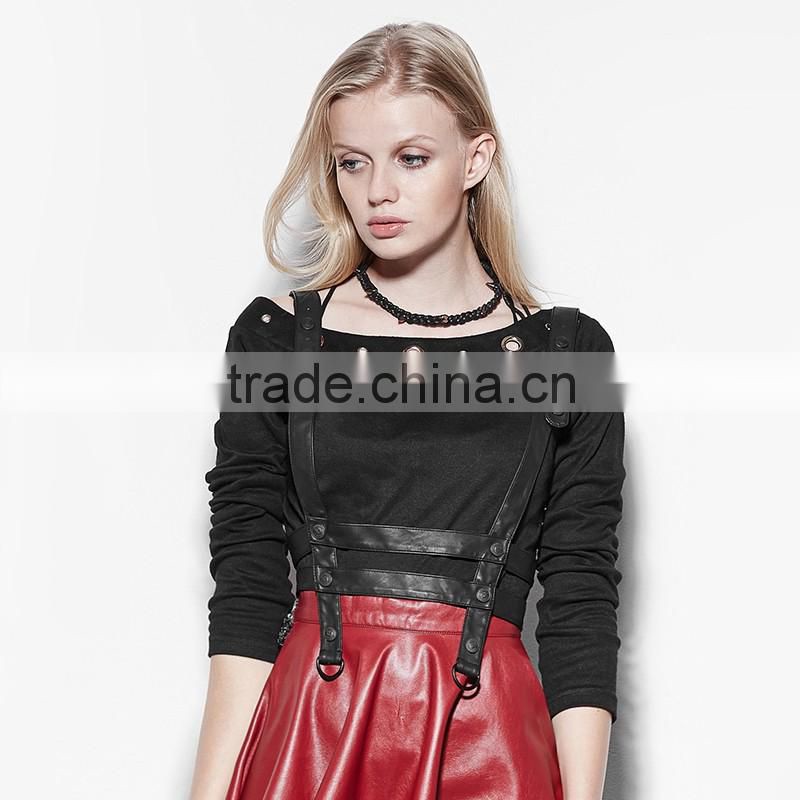 PS-045 PUNK RAVE Multiple Pieces Mosaic Vintage Distressed PU Leather Velvet Girdle