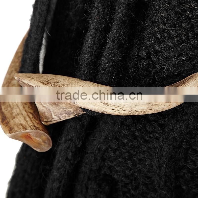 PM-039 Punk Black mechanism of pattern Loose Sleeveless Hooded Sweater With Claw Buckle Decoration