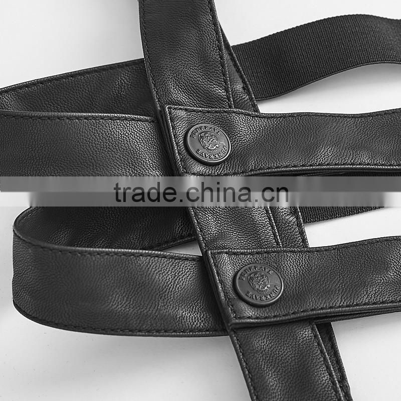 PS-045 PUNK RAVE Multiple Pieces Mosaic Vintage Distressed PU Leather Velvet Girdle