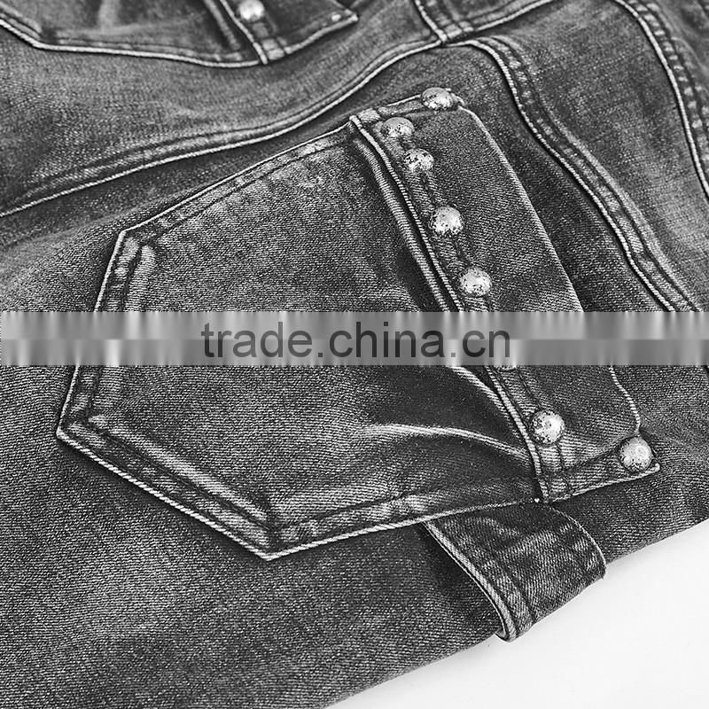 PK-075 Old Design Black Sexy Composite Pile Old Feeling Ladies Jeans Top Design