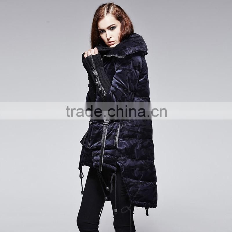 PY-130 Gothic Winter Knitwear Double Collar Winproof Camouflage Down Jacket