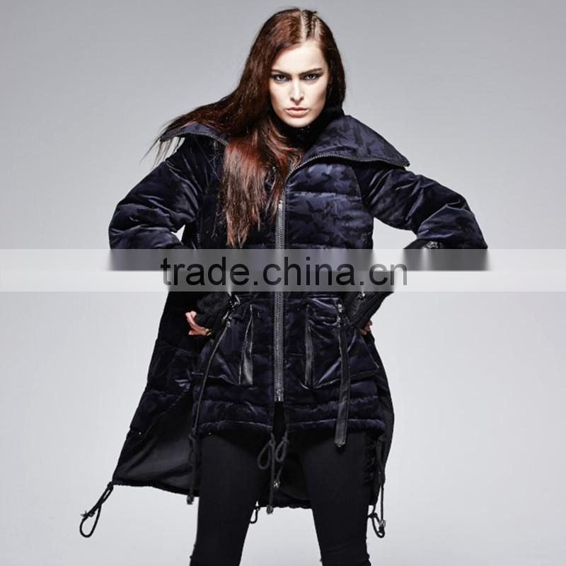 PY-130 Gothic Winter Knitwear Double Collar Winproof Camouflage Down Jacket