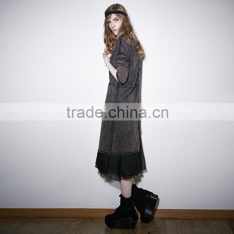 PT-067 Rock Restoring Washing Asymmetric Doing Mottled Old Texture Loose Dress