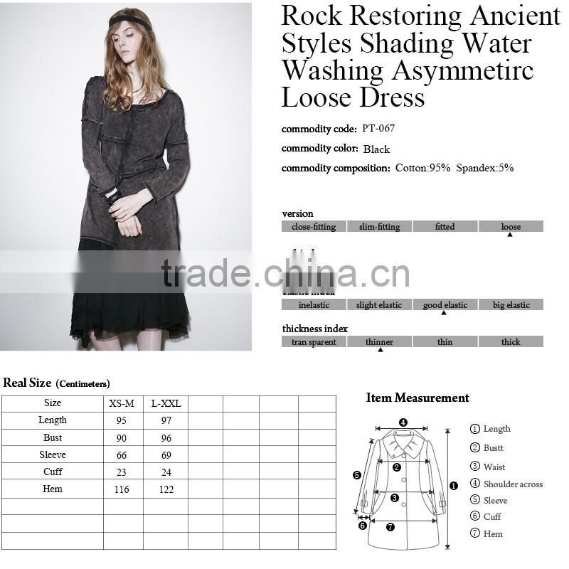 PT-067 Rock Restoring Washing Asymmetric Doing Mottled Old Texture Loose Dress