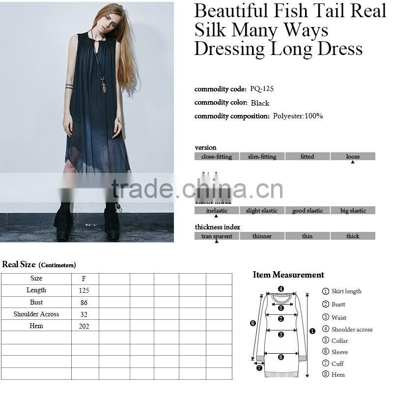 PQ-125 PUNK RAVE Brand Magician Conjures Beautiful Fish Tail Real Silk A Shape Long Dress
