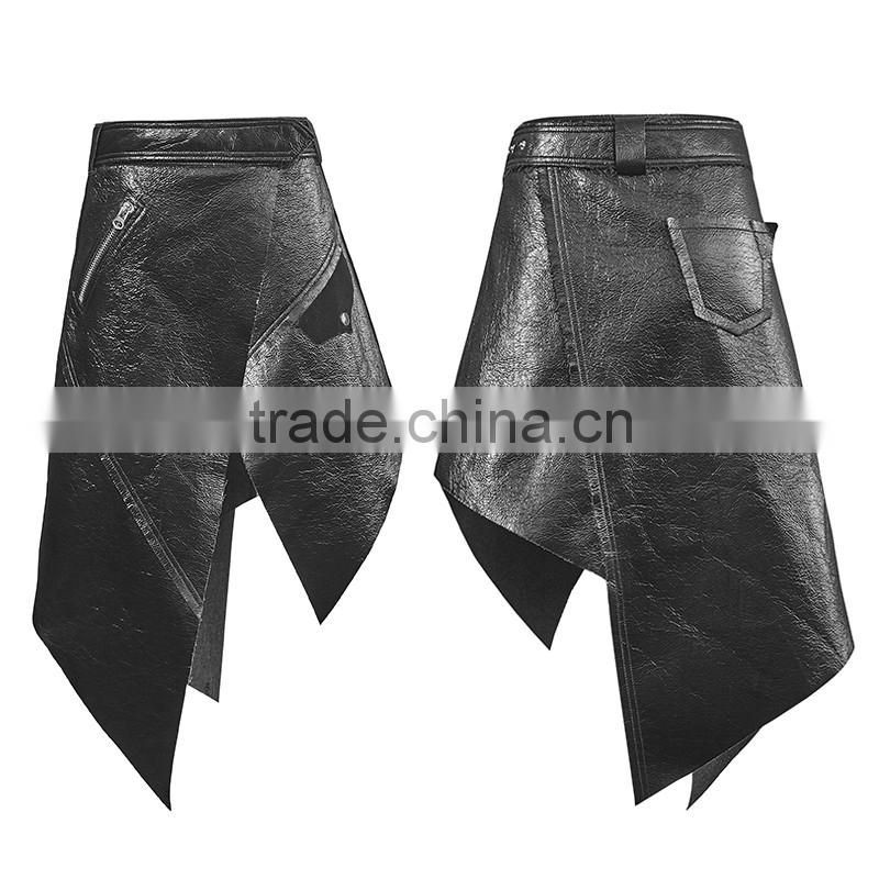 PQ-144 Punk Personality Asymmetric Sexy Shiny Leather Skirts