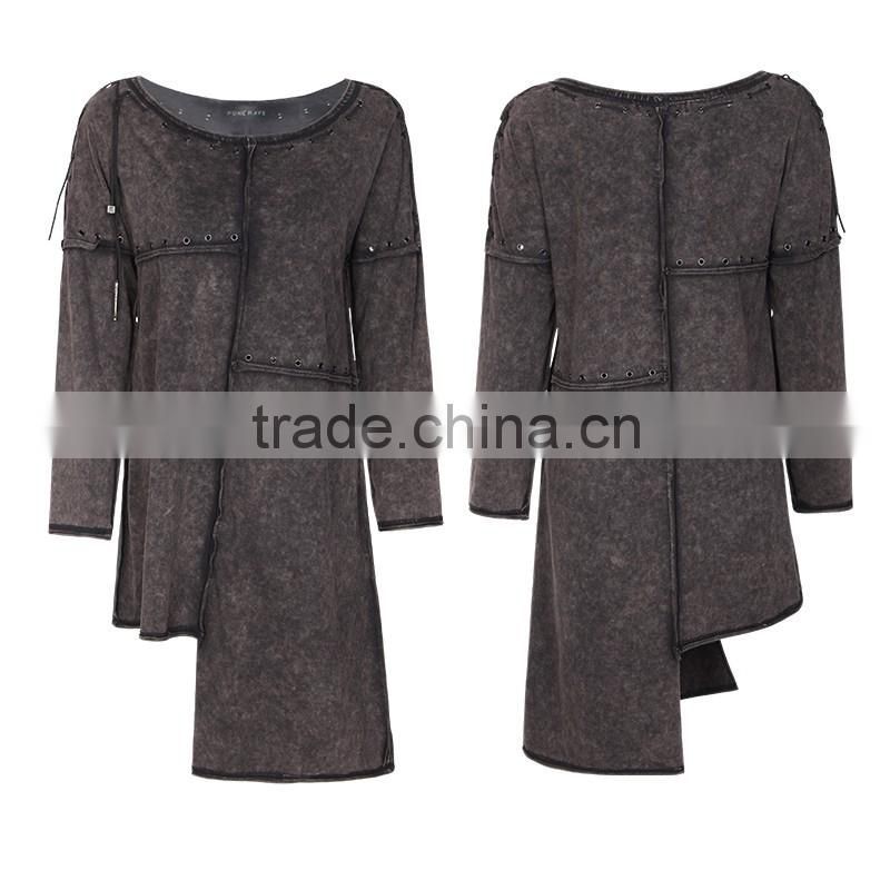 PT-067 Rock Restoring Washing Asymmetric Doing Mottled Old Texture Loose Dress