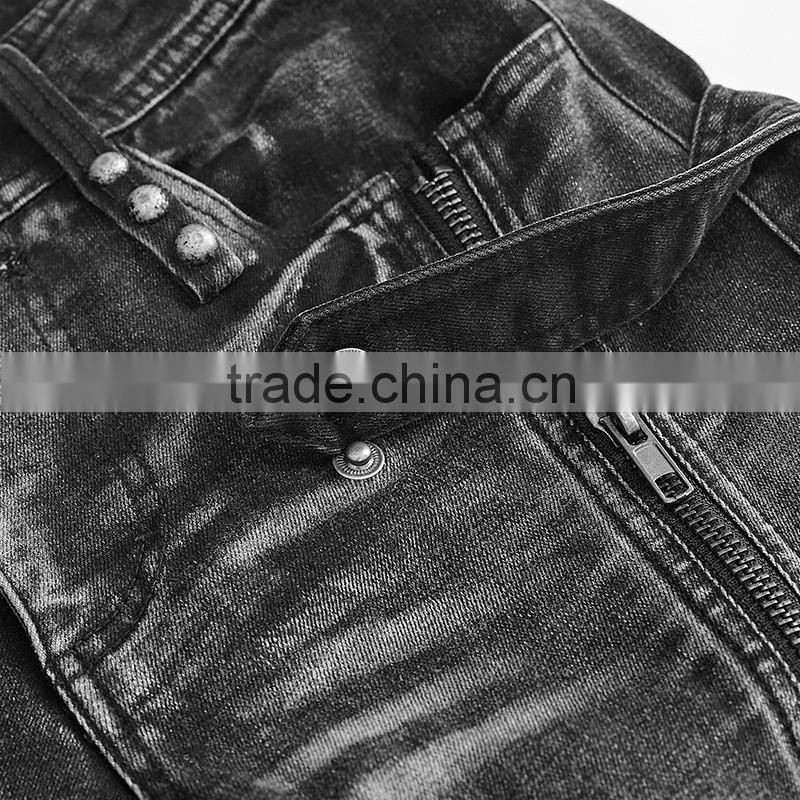 PK-075 Old Design Black Sexy Composite Pile Old Feeling Ladies Jeans Top Design