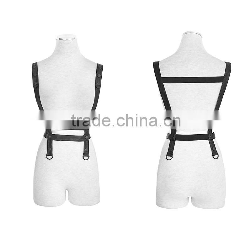 PS-045 PUNK RAVE Multiple Pieces Mosaic Vintage Distressed PU Leather Velvet Girdle