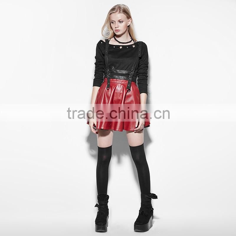 PT-088 Punk Horizontal Neck Knitted Cotton Lady Fitted T-shirt