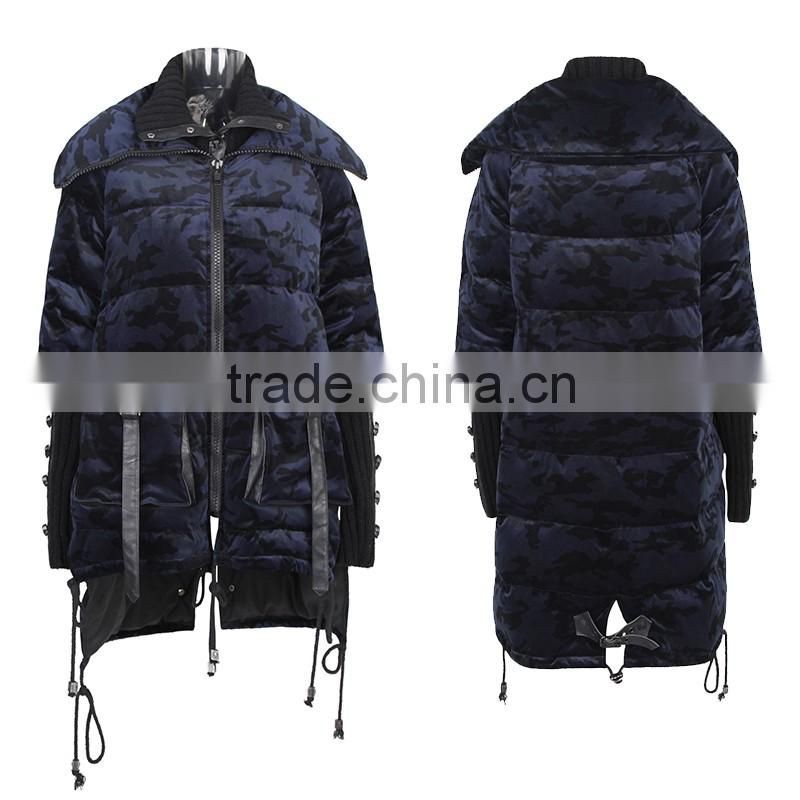 PY-130 Gothic Winter Knitwear Double Collar Winproof Camouflage Down Jacket