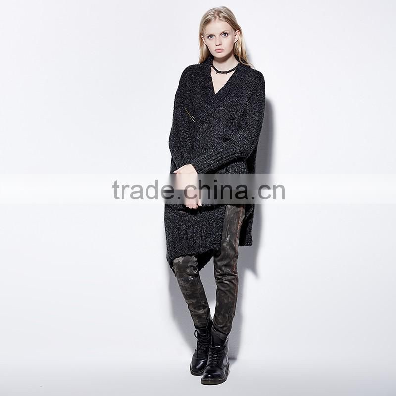 PM-032 Gothic Broken Hold Loose Overside Asymmetric Thick Wool Cloak Sweater