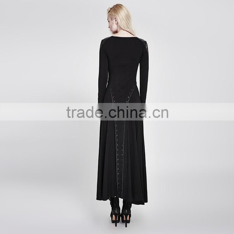 PQ-178 PUNK RAVE"Thorn" Series Punk Dark Minimal Spell PU Leather Dress With Dresseyelets Decoration