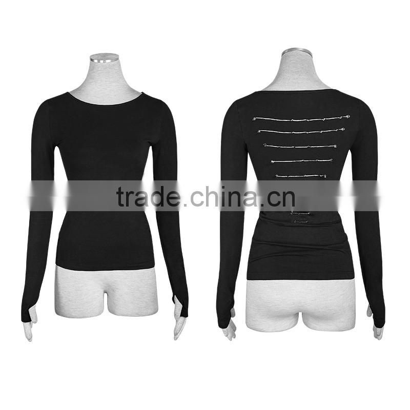 PT-106 "Thorn" Series PUNK RAVE Dark Minimal Lacing Skinny Hand-Drawing Top