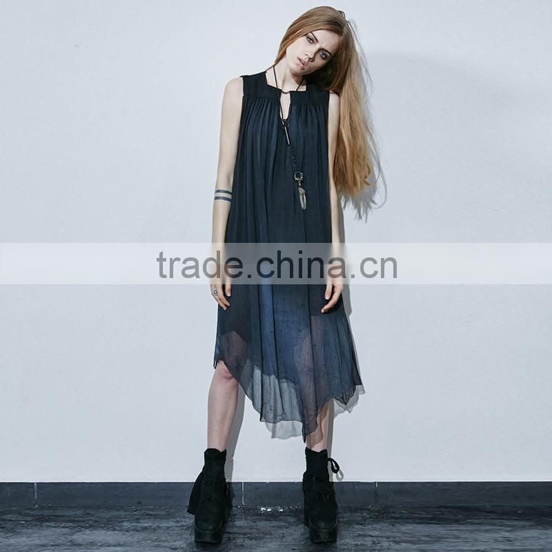 PQ-125 PUNK RAVE Brand Magician Conjures Beautiful Fish Tail Real Silk A Shape Long Dress