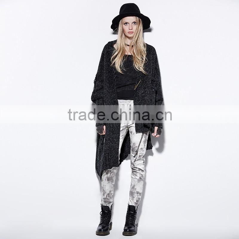 PM-032 Gothic Broken Hold Loose Overside Asymmetric Thick Wool Cloak Sweater