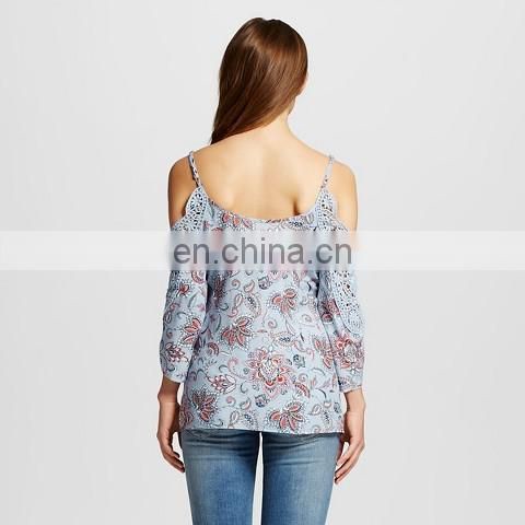 Custom design latest blouse styles off shoulder fashion lady blouse