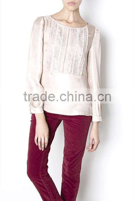 2016 women elegant blouse Champagne silk blouses for women