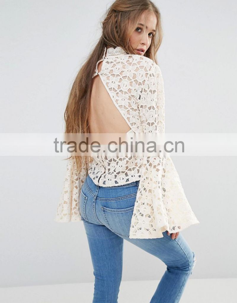 2016 Ladies Fashion Back Cut Out Design Sexy tops Bbell Sleeve Designer western tops images