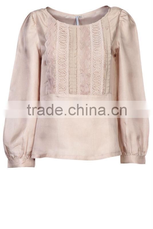 2016 women elegant blouse Champagne silk blouses for women