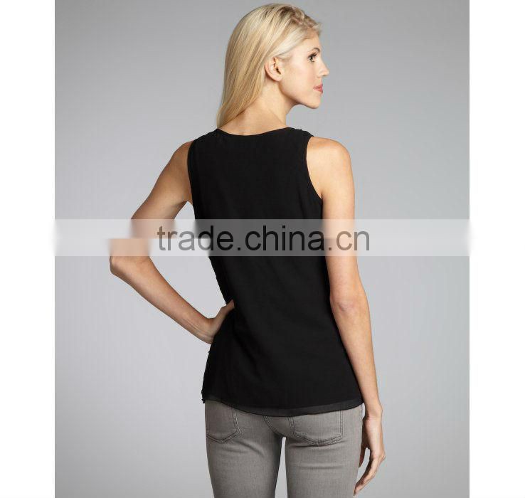 China Wholesale Tank TopS women black cool style sequin beading ladies tops images