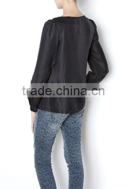 2016 women elegant blouse Champagne silk blouses for women