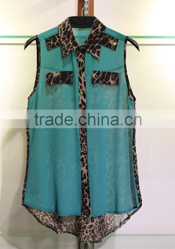 leopard print back ladies chiffon blouse