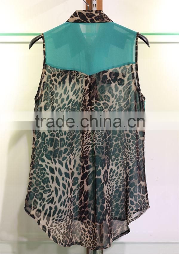leopard print back ladies chiffon blouse