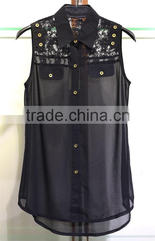 casual elegant lace chiffon blouse