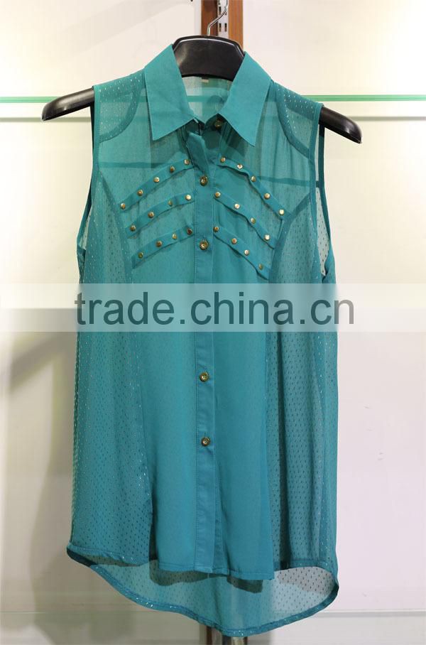 gold stamp chiffon top with sequin for women