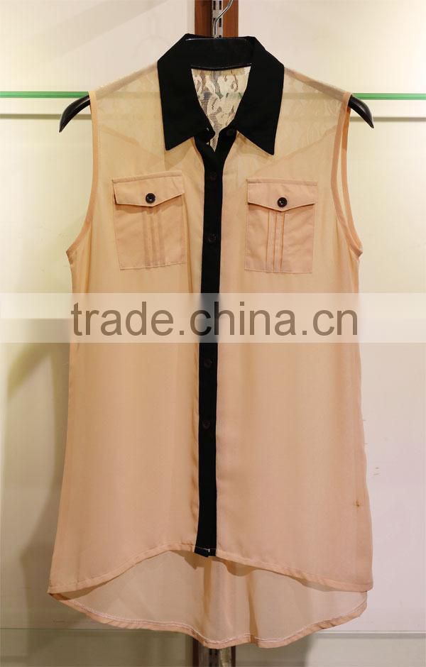 elegant chiffon floral lace back ladies blouse