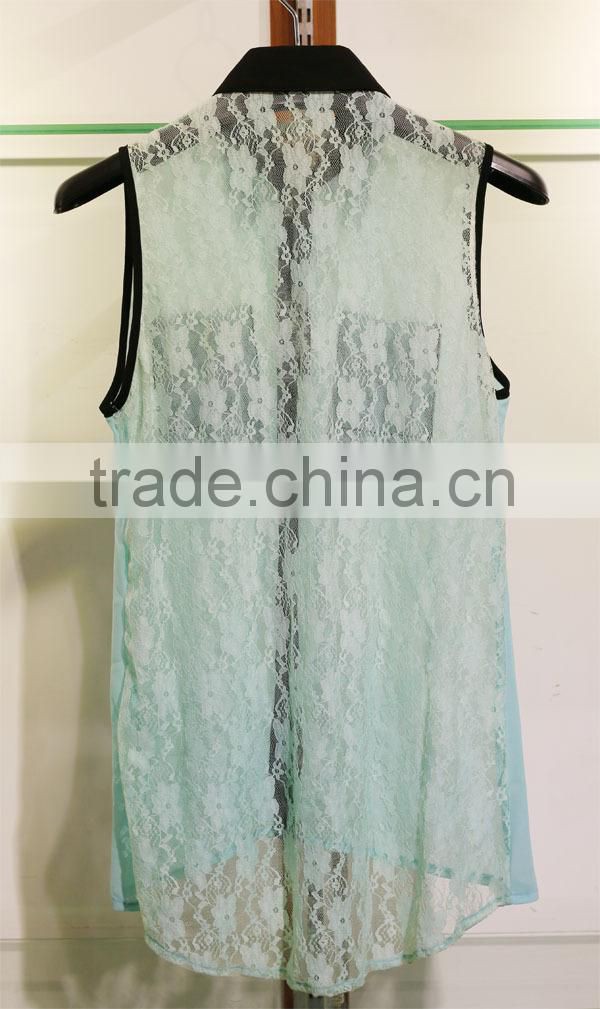 lace back young ladies chiffon tops