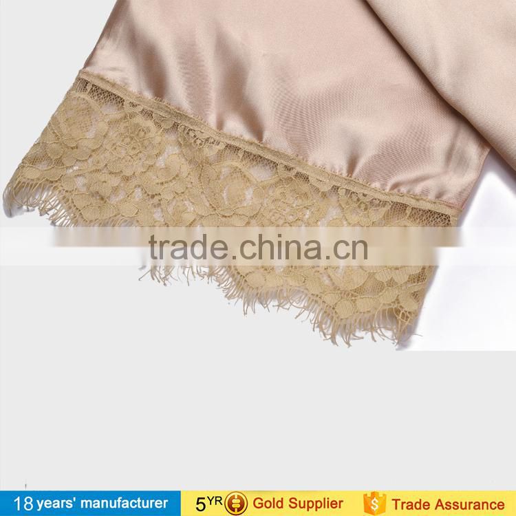 Sexy women plus size lace knee length lingerie bathrobe silk satin kimono bride bridesmaids robes for wedding party 2017