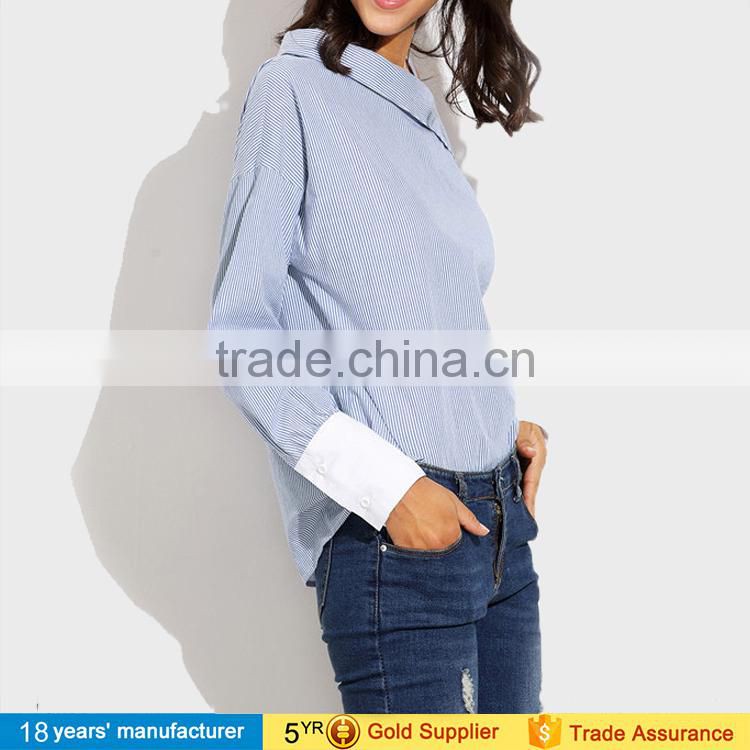 2017 latest women blouse tops sample long sleeve ruffle collar high Neck cotton sarees blouse designs patterns picture