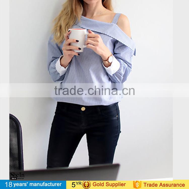 2017 latest women blouse tops sample long sleeve ruffle collar high Neck cotton sarees blouse designs patterns picture