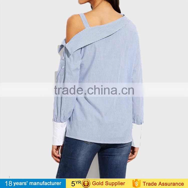 2017 latest women blouse tops sample long sleeve ruffle collar high Neck cotton sarees blouse designs patterns picture