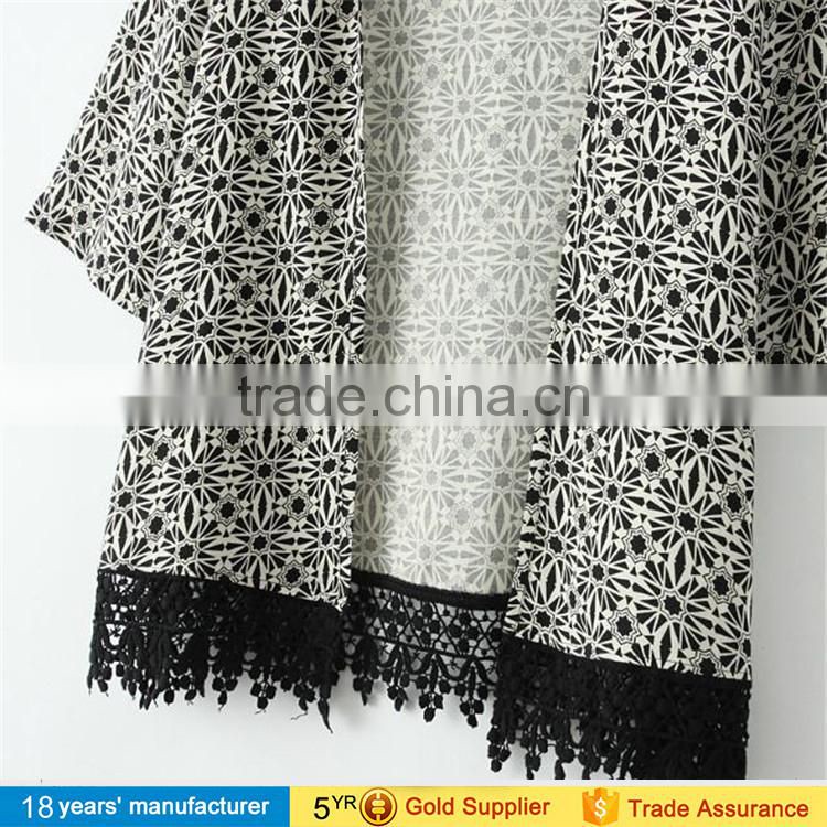 Women spring summer long sleeve loose printed chiffon blouse beach jacket plus size japanese open long kimono cardigan