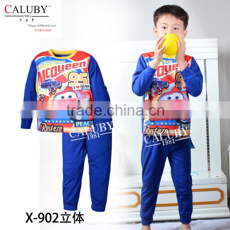 2015 autumn kid pajamas set boy sleepwear long sleeve pyjamas big hero/cars/spiderman/ultraman