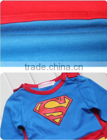 2015 baby COS play rompers long sleeve superman romper + cloak
